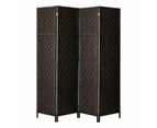 4 Panel Room Divider Screen Privacy Dividers Woven Wood Folding Brown