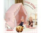 Kids Tent Play House Pink Princess Castle Playhouse with Star Lights Mat for Childrens Room Toys Cottage Indoor Outdoor Games Boys Girls Gift