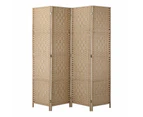 4 Panel Room Divider Privacy Screen Dividers Woven Wood Fold Stand Natural