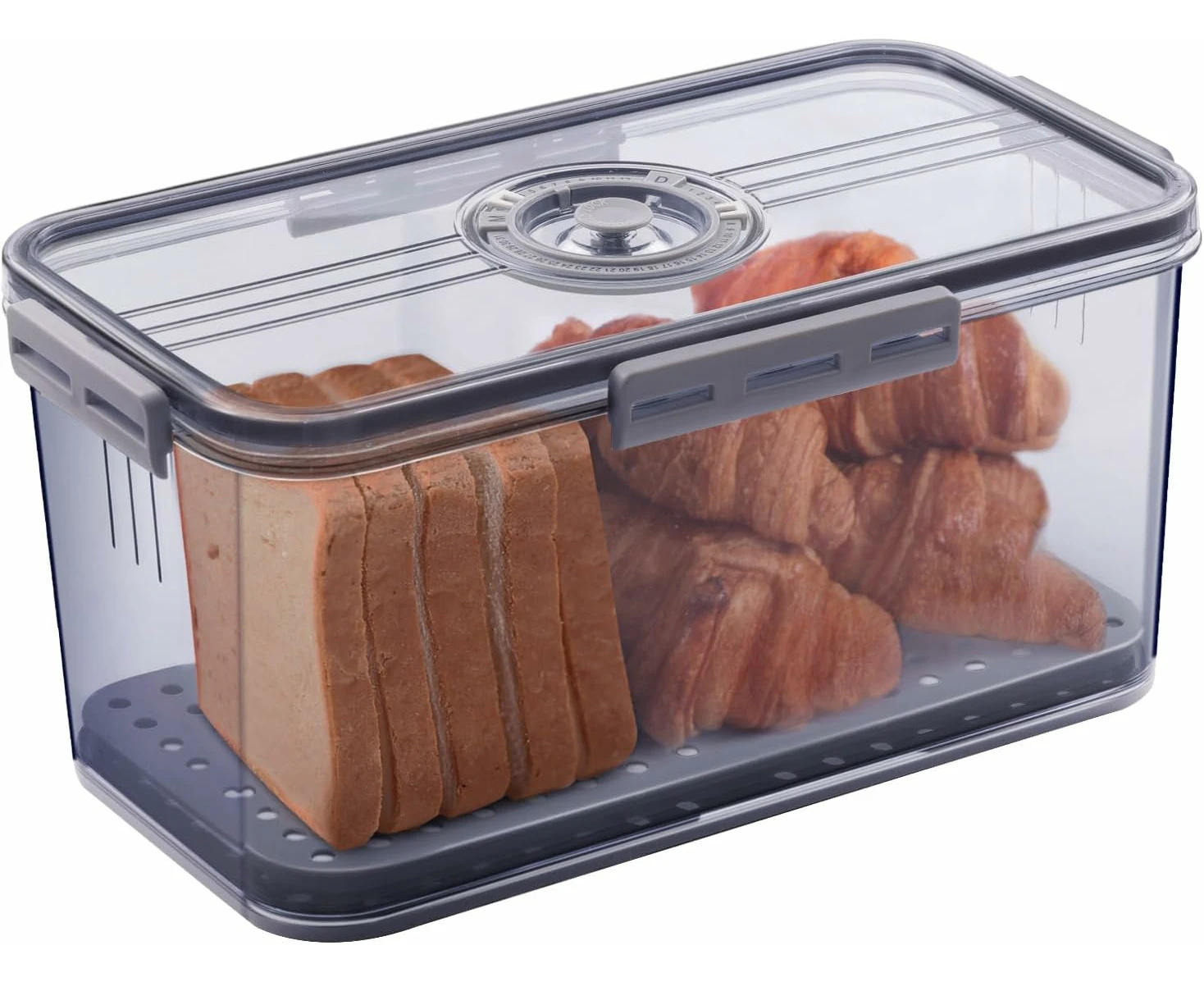 Bread Box Bread Boxes for Kitchen Counter Airtight, Time Recording Bread Storage Container with Lid, Keeper for Homemade Bread, Toast, Donut and Cookies