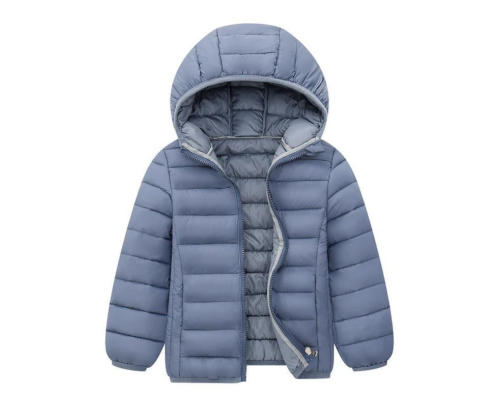 KIDS BLUE LIGHT WEIGHT HOODED PUFFER JACKET - BLUE