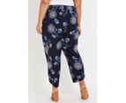 BeMe - Plus Size - Womens Pants / Trousers -  3/4 Tab Up Soft Pant - Paisley