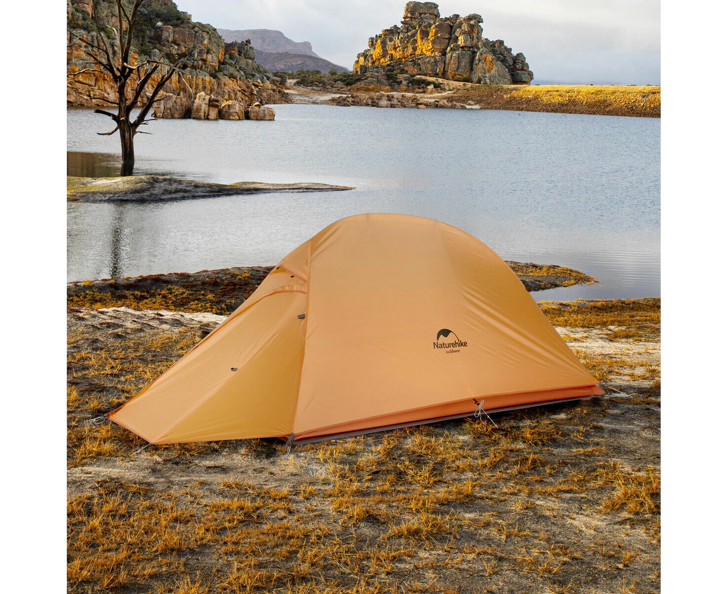 Upgraded Cloud-up Camping Tent Hiking 1 Person Backpacking-Orange