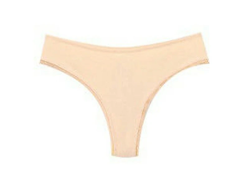 Cotton Thongs for Women Breathable Low Rise Bikini Panties Underwear-10-apricot color