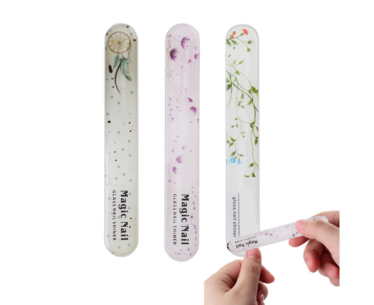 3 Pack Crystal Glass Nail File with Case, Nail Shine Buffers Polisher for  Manicure Nail Care Fingernail File