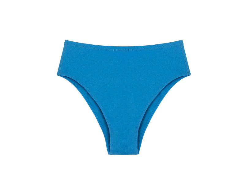 Women's Cotton Underwear High Waist Stretch Briefs Half Coverage Panties 5 Pack-12-lake blue
