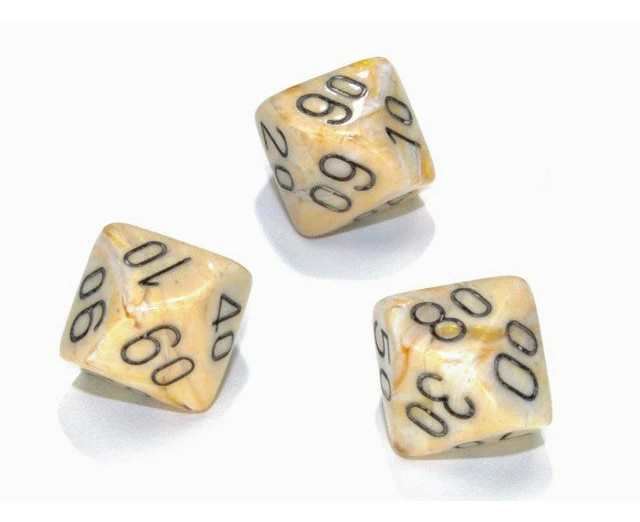 Chessex Tens 10 Dice Marble Polyhedral Ivory/black Tens 10