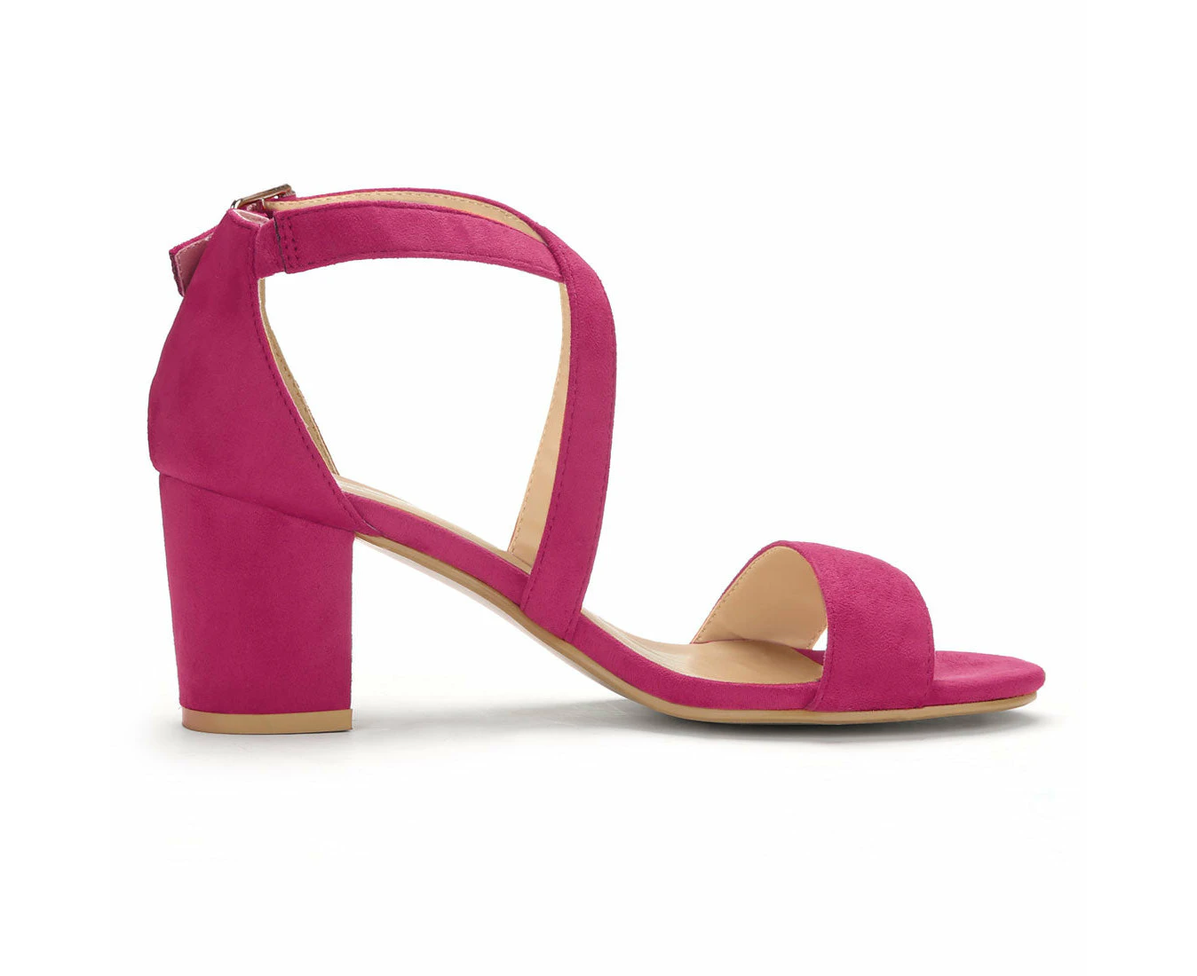 Allegra K Straps Mid Heel Ankle Strap Sandals Hot Pink