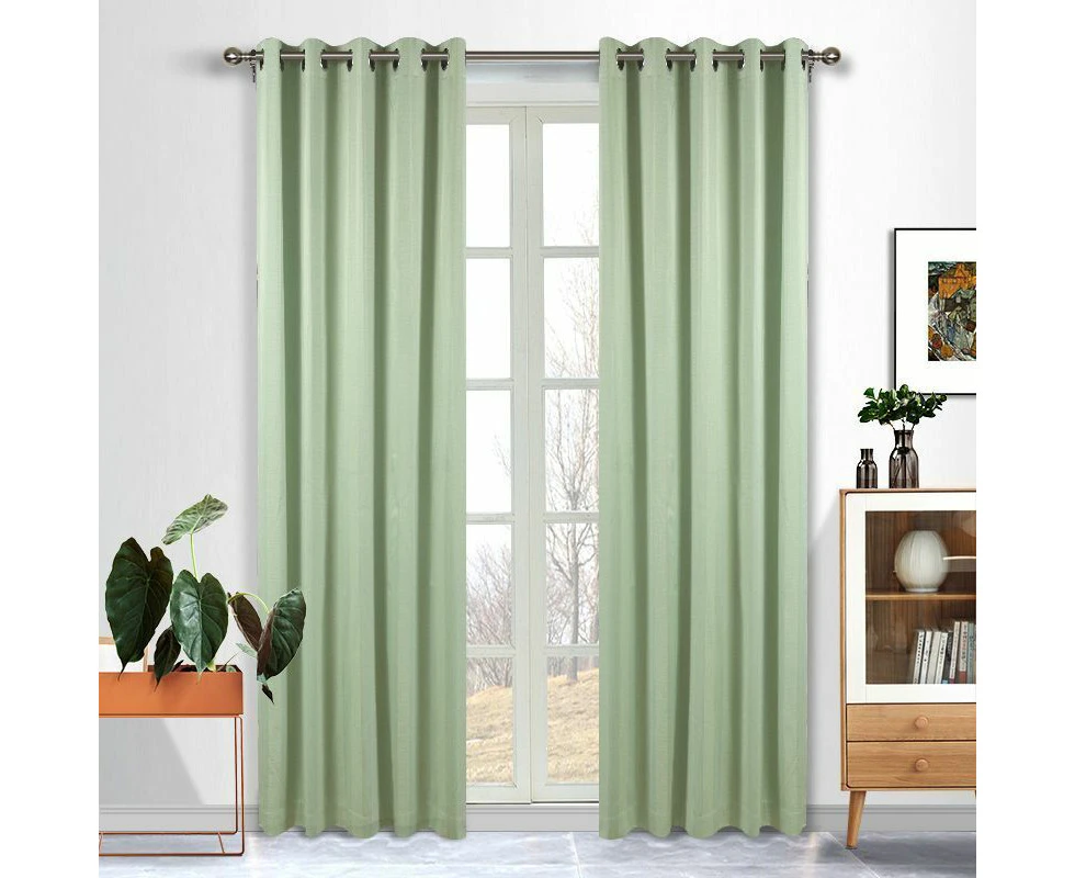 Morocco 100% Blockout Thermal Insulated Eyelet Single Curtain Panel 165cm Width x 220cm Drop Mint - Single