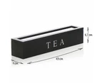 Toscano Tea Box Wooden with 6 Compartments for Tea Bags/ Small Items-Black