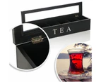 Toscano Tea Box Wooden with 6 Compartments for Tea Bags/ Small Items-Black