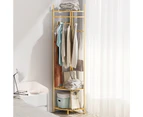Sturdy Metal Gold Clothes Rack Corner Coats Hanger Shelf Stand with 4 Hooks