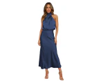 Women's Sleeveless Maxi Dress Fashion Designed Night Dress Irregular Hem Party Dress Elegant Multi Wear Dress for Women - Navy