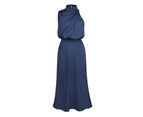 Women's Sleeveless Maxi Dress Fashion Designed Night Dress Irregular Hem Party Dress Elegant Multi Wear Dress for Women - Navy