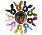 9 Pieces Bow Hair Elastics Scrunchies Bunny Ear Silk Scarf Scrunchies Bow Hair Scrunchies Ponytail Holder Scrunchy Ties Hair Bands for Women Girls