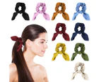 9 Pieces Bow Hair Elastics Scrunchies Bunny Ear Silk Scarf Scrunchies Bow Hair Scrunchies Ponytail Holder Scrunchy Ties Hair Bands for Women Girls