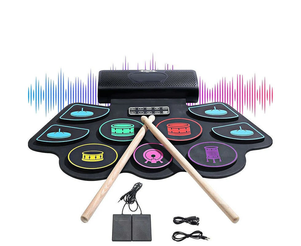 Toscano Electronic Drum Set for Kids & Adults 2 Built-in Speaker Roll up Drum