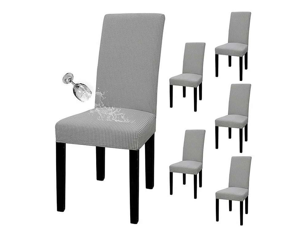 Toscano 6 Pcs Dining Chair Covers Waterproof Stretch for Home Banquet-Light Gray