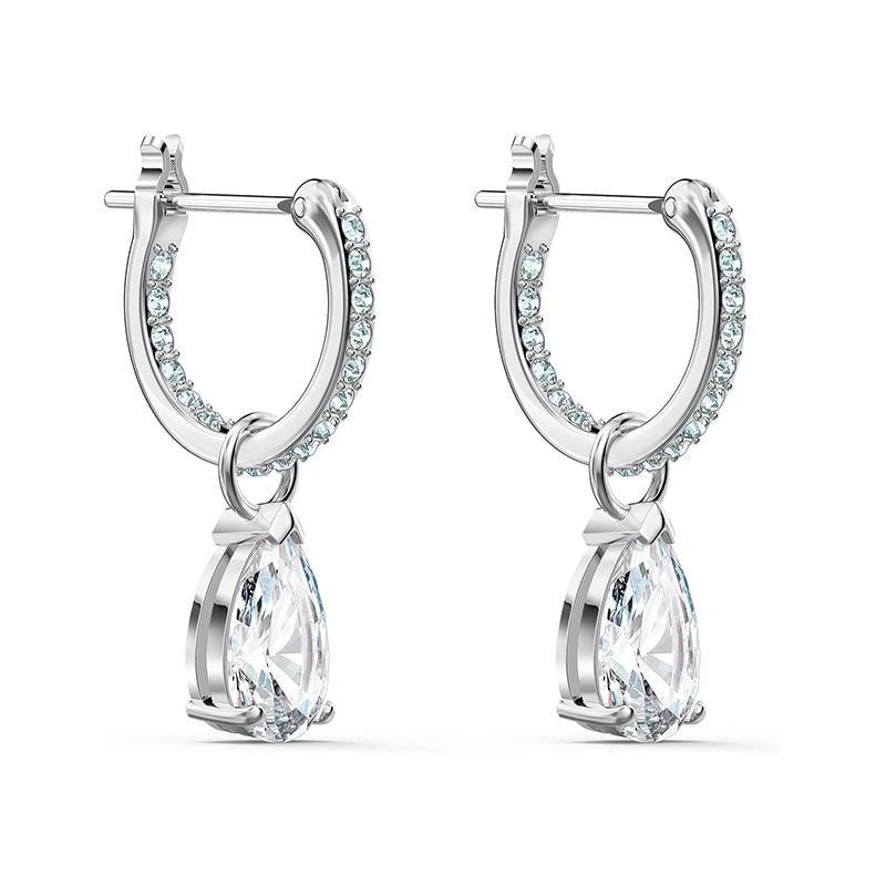 Exquisite Teardrop Drop Earrings with Cubic Zirconia Accents Women 925Silver