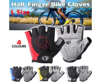 L Size Cycling Bicycle Half Finger Bike Gloves Unisex Anti Slip Padded - Red