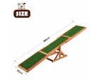 Petscene Pet Seesaw Dog Obedience Training Puppy Sports Agility Outdoor Play Exercise Equipment Teeter Totter Wooden Artificial Grass