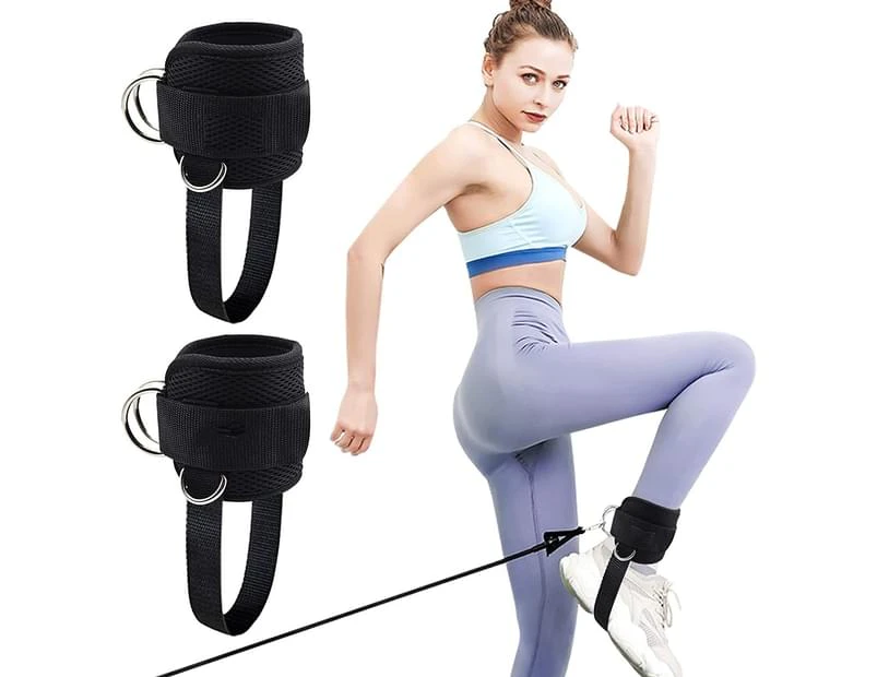 1 Pair Fitness Ankle Strap for Cable Machine, Adjustable Women Men Ankle Strap Kickbacks with Fixed Rope