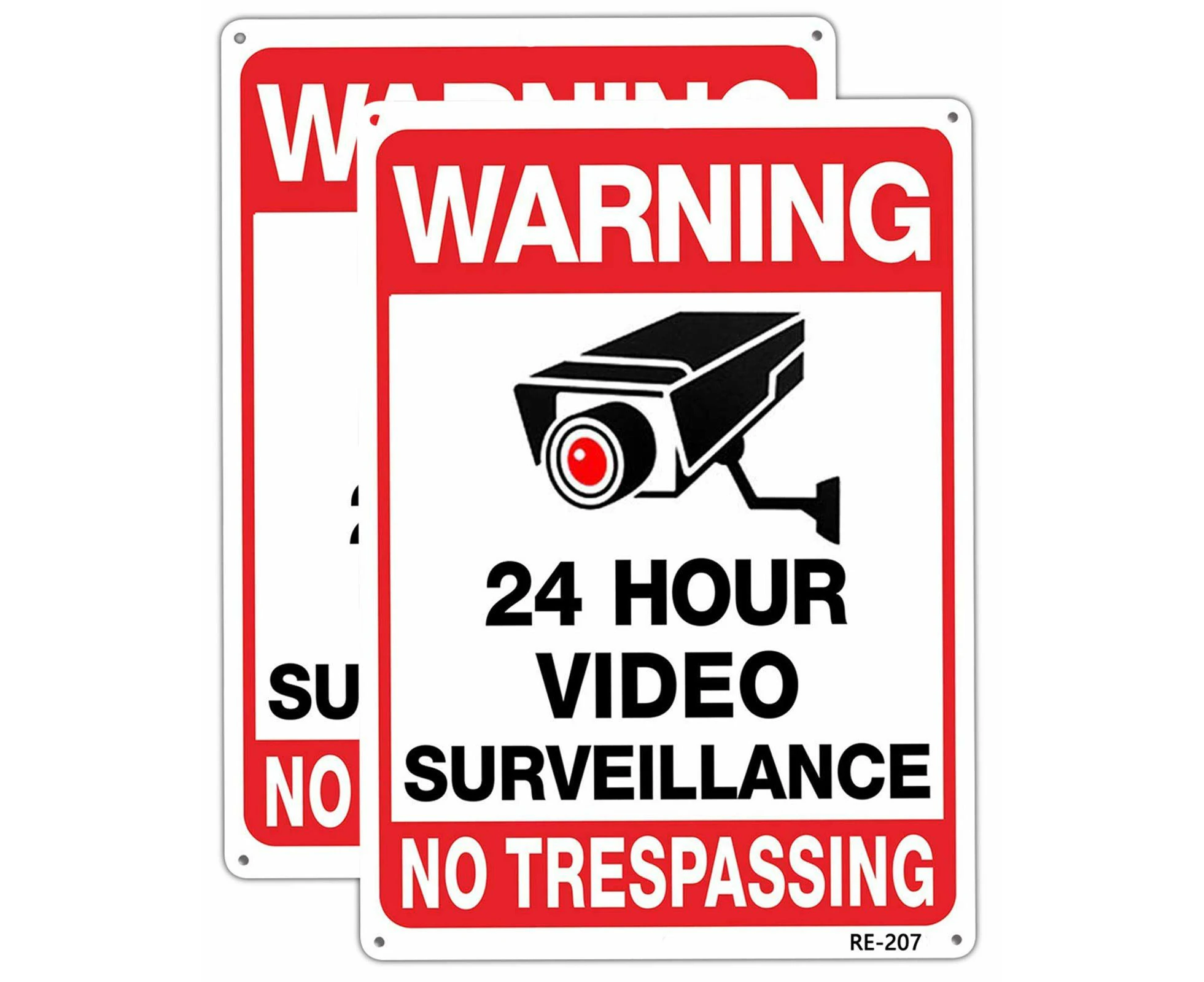 2 Pack Warning Security Cameras in Use   Video Surveillance Sign No Trespassing Sign 20x30 Tin plate Iron UV Ink Printed,Durable Weatherproof