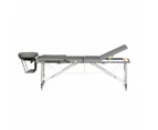 Massage Table 75cm Portable 3 Fold Aluminium Beauty Bed Grey