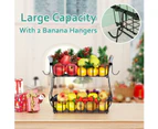 2 Tier Fruit Basket with Banana Hangers for Kitchen Countertop Storage