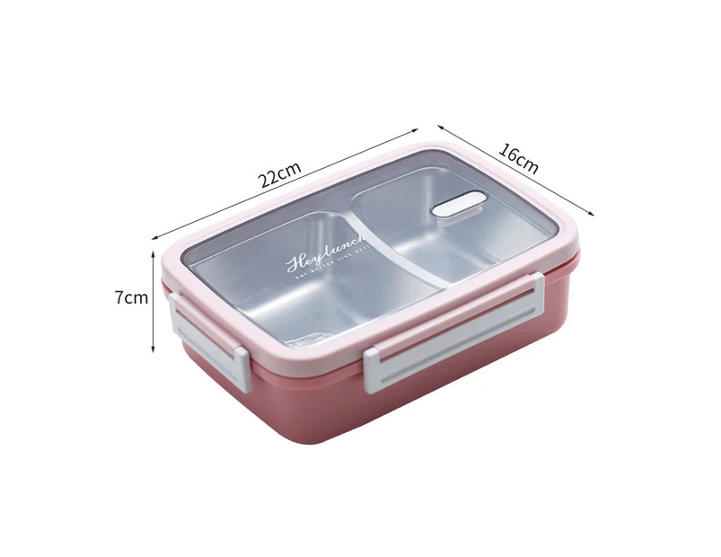 2 Grids 304 Stainless Steel Thermal Lunch Bento Box for Kids Packed Food Storage Containers Microwave Oven Lunchbox Accessories - Pink