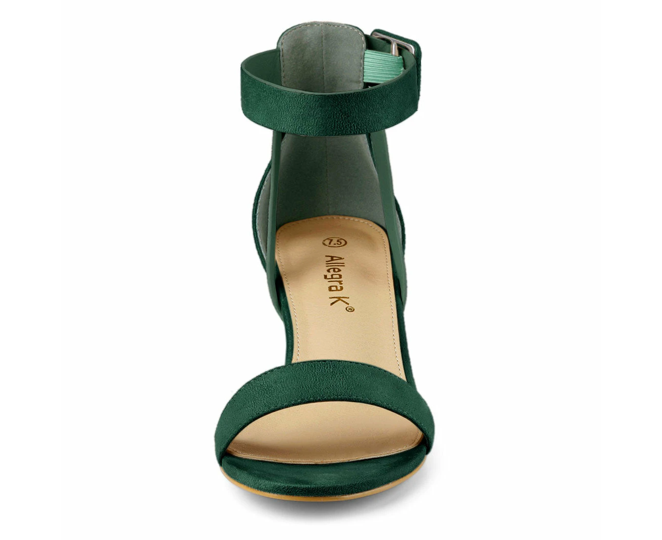 Allegra K Ankle Strap Chunky Heel Sandal Shoes Green