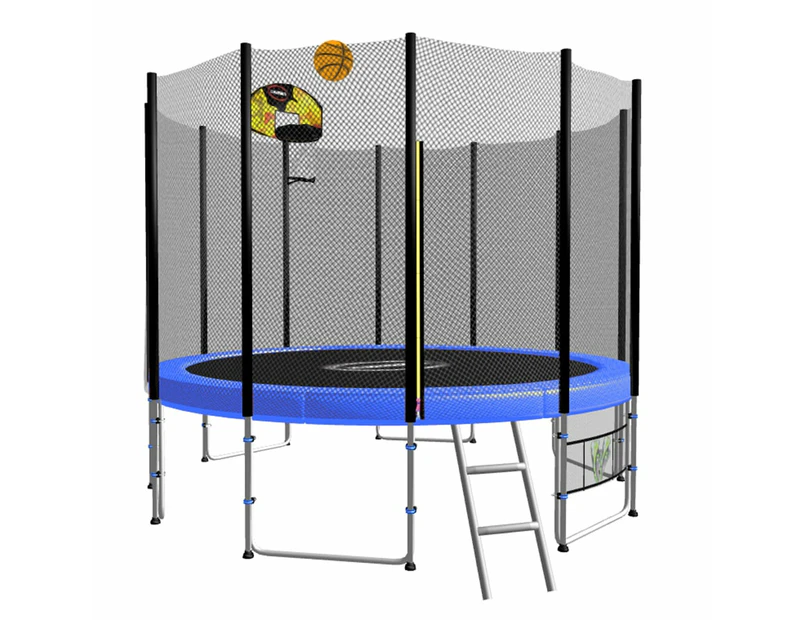 Blizzard 12ft Trampoline Blue with Basketball Set