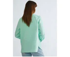 KATIES - Womens Tops -  Long Sleeve Cotton Full Placket Shirt - Mint