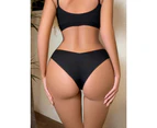 Seamless Underwear for Women Sexy No Show Bikini Panties V-shaped Briefs-Peach powder