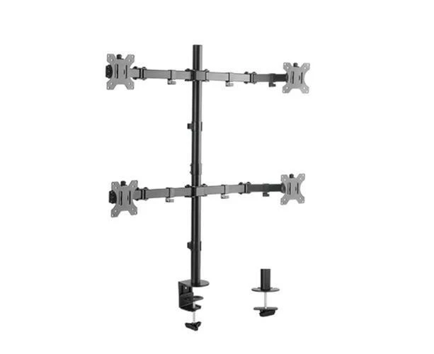 LUMI DTM12-C048N Quad Screens Economical Double Joint Articulating Steel Monitor Arm Fit Most 13"-32" Monitors [DTM12-C048N]