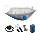Outdoor Mosquito Net Hammock Camping with Mosquito Net Ultralight Nylon Double Camping Tent-Grey combined with blue