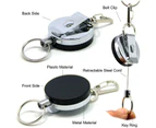 2 Recoil Key Ring Retractable Chain ID Pull Holder Reel Belt Clip Extend Keyring