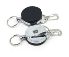 2 Recoil Key Ring Retractable Chain ID Pull Holder Reel Belt Clip Extend Keyring