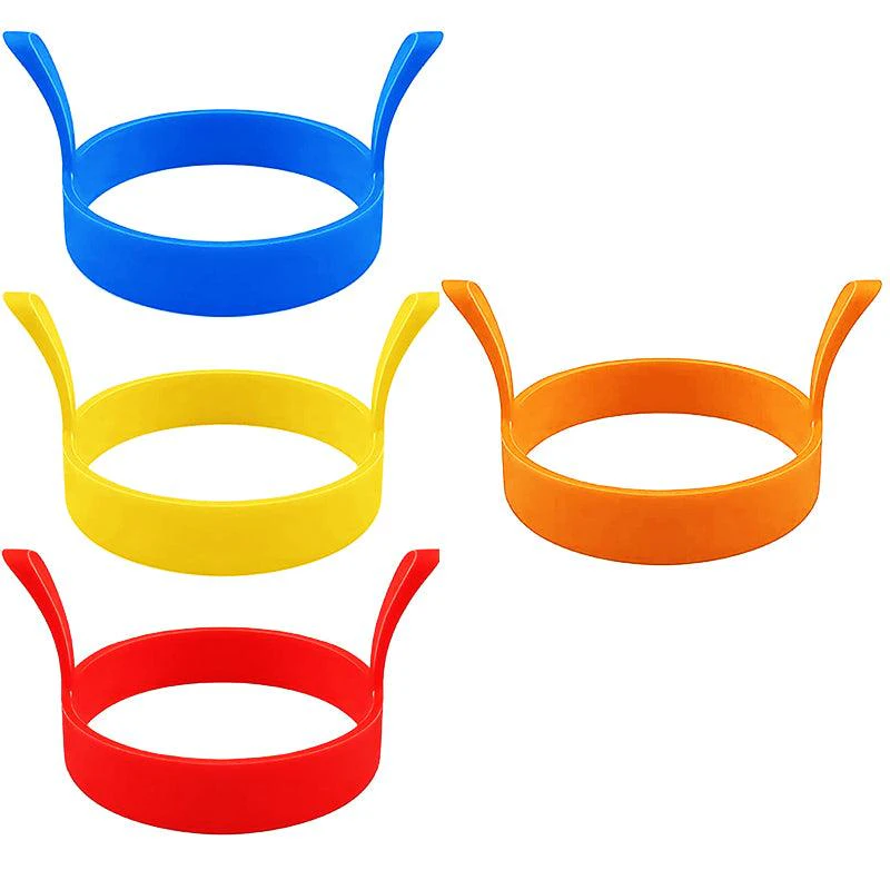 4Pcs Silicone Egg Rings Non Stick Kitchen Baking Tools Pancake Handles Au Stock