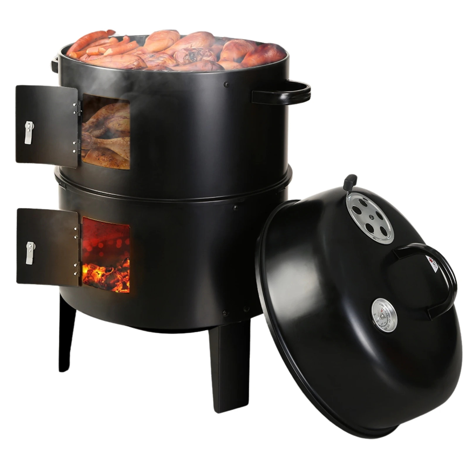 Charcoal BBQ Grill Smoker Portable Outdoor Roaster Steel Camping