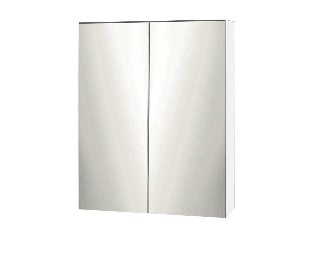 Bathroom Mirror Cabinet Shaving Vanity Medicine Wooden White 600mm x720mm