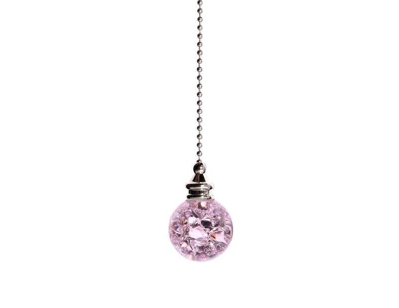 Erlez Colorful Crystal Ice Crack Ball Hanging Fan Switch Pendant Home Ornaments Decor-Pink