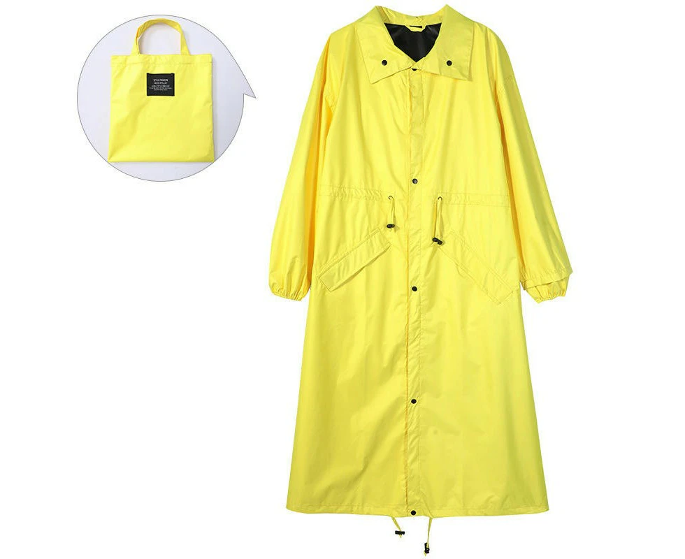 Women's Raincoats Packable Long Rain Jacket Hooded Rain Poncho Waterproof Lightweight Raincoat-17005 yellow