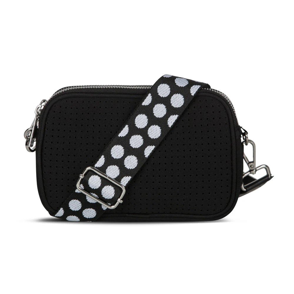 Double Zip Neoprene Cross Body Spots - Black