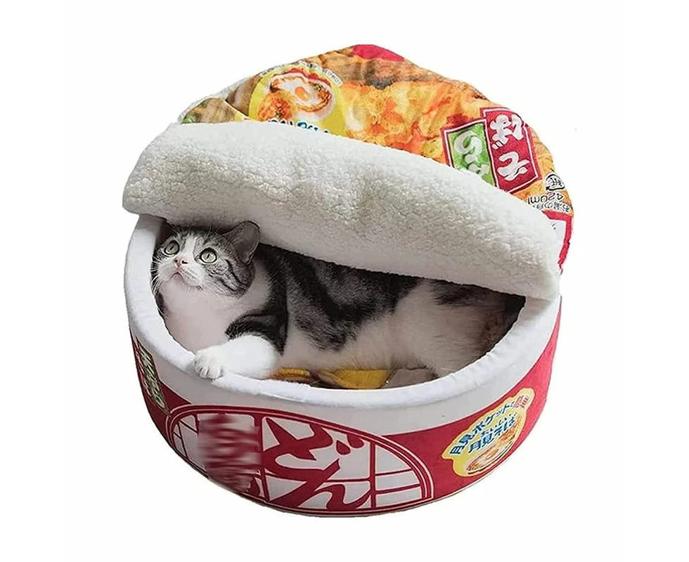 Hollypet Noodle Cat Bed Keep Warm and Super Soft Pet Nest for Indoor-Red