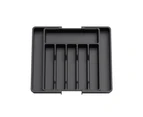 Expandable Utensil Tray Kitchen Drawer Organizer for Forks Knives-Black