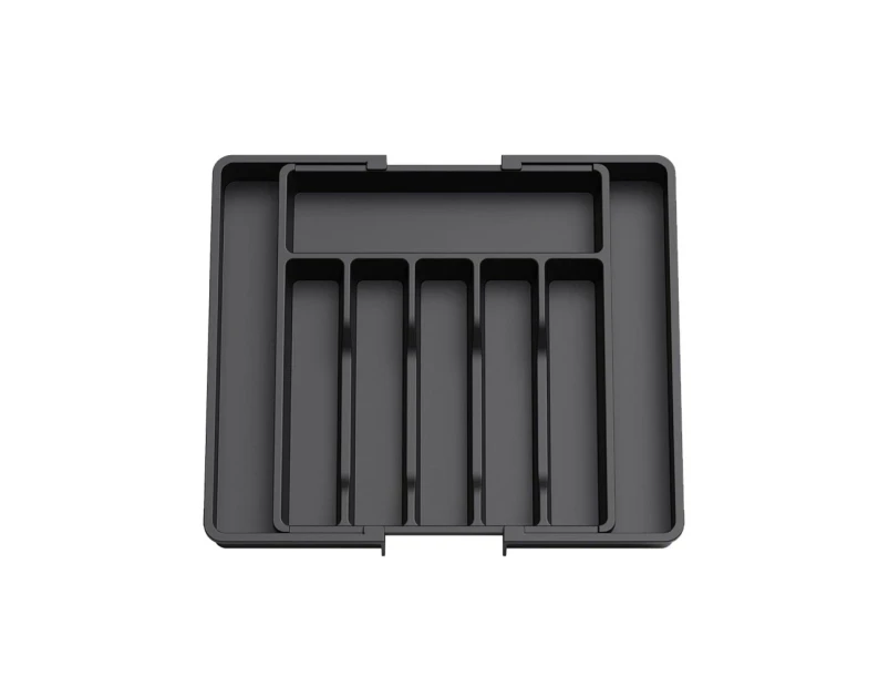 Expandable Utensil Tray Kitchen Drawer Organizer for Forks Knives-Black