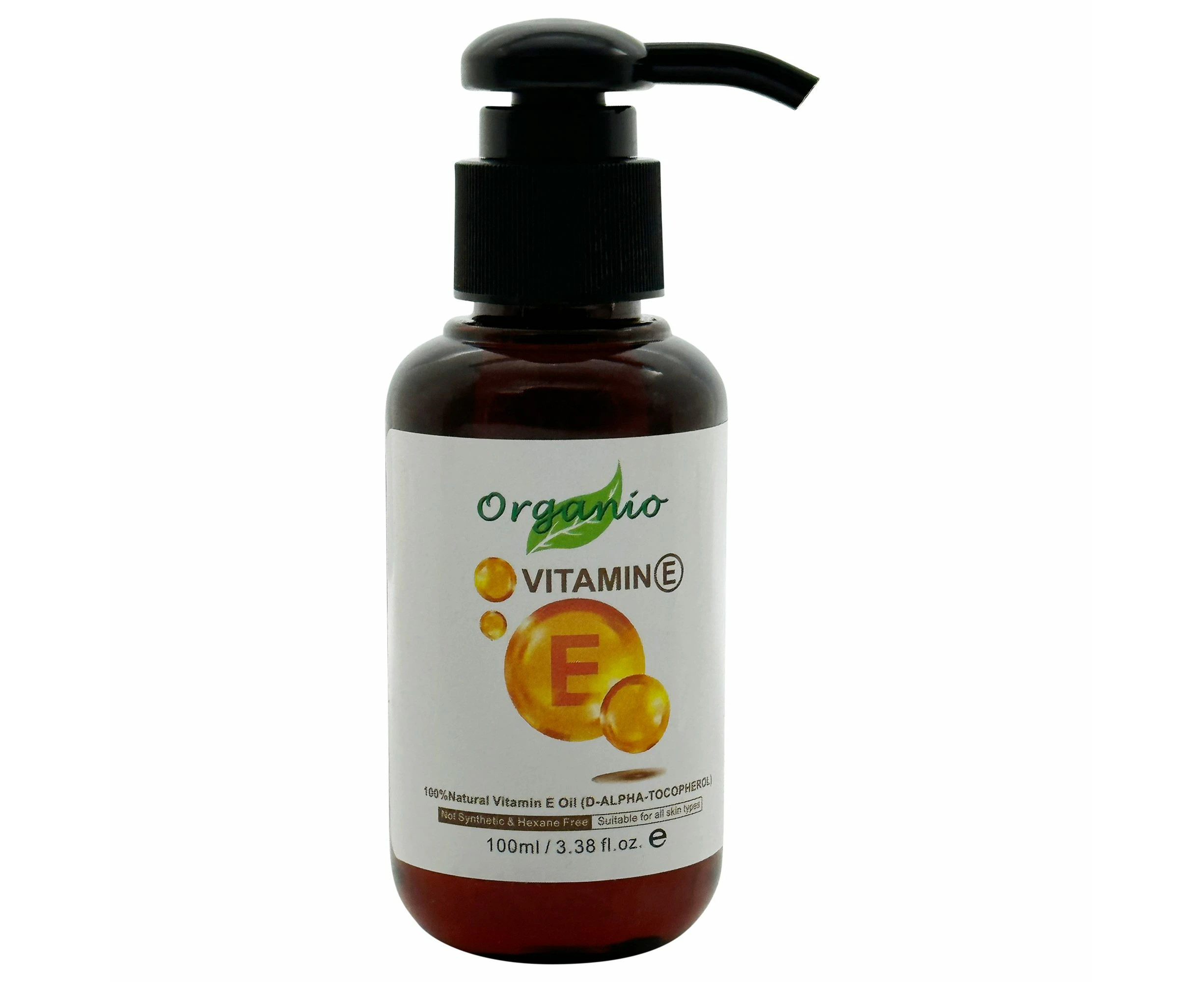 ORGANIC VITAMIN E OIL, COLD-PRESSED, 100% PURE, NATURAL SKINCARE - 100ml, With Pump