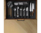 Expandable Utensil Tray Kitchen Drawer Organizer for Forks Knives-Black
