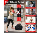 Costway 1.75m Boxing Punching PU Bag Free Standing Speed Bag UFC Kick Training Sandbag w/Suction Cups & Shock Absorbers